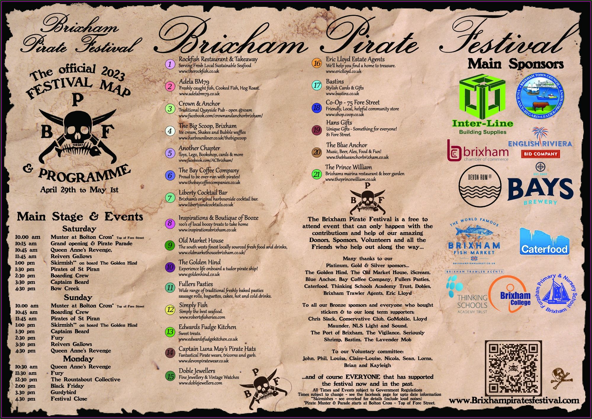 Brixham Pirate Festival 2023 Map - Side B